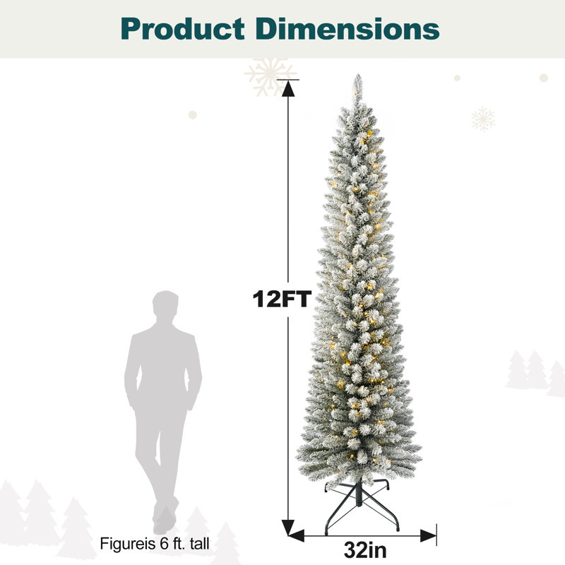 Arbre de Noël artificiel en flocons pré-éclairé, 12' H