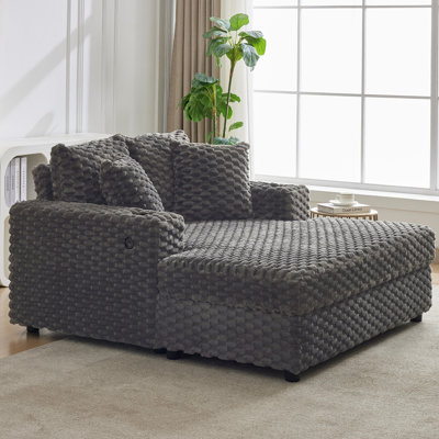 Chaise longue surdimensionnée de 60 po avec accoudoirs, coussins décoratifs, canapé-lit rembourré et confortable
