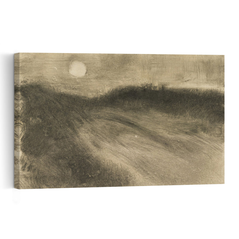 Lever de lune, vers 1880, impression d'art contemporain représentant un paysage naturel., H 40 po x l 60 po