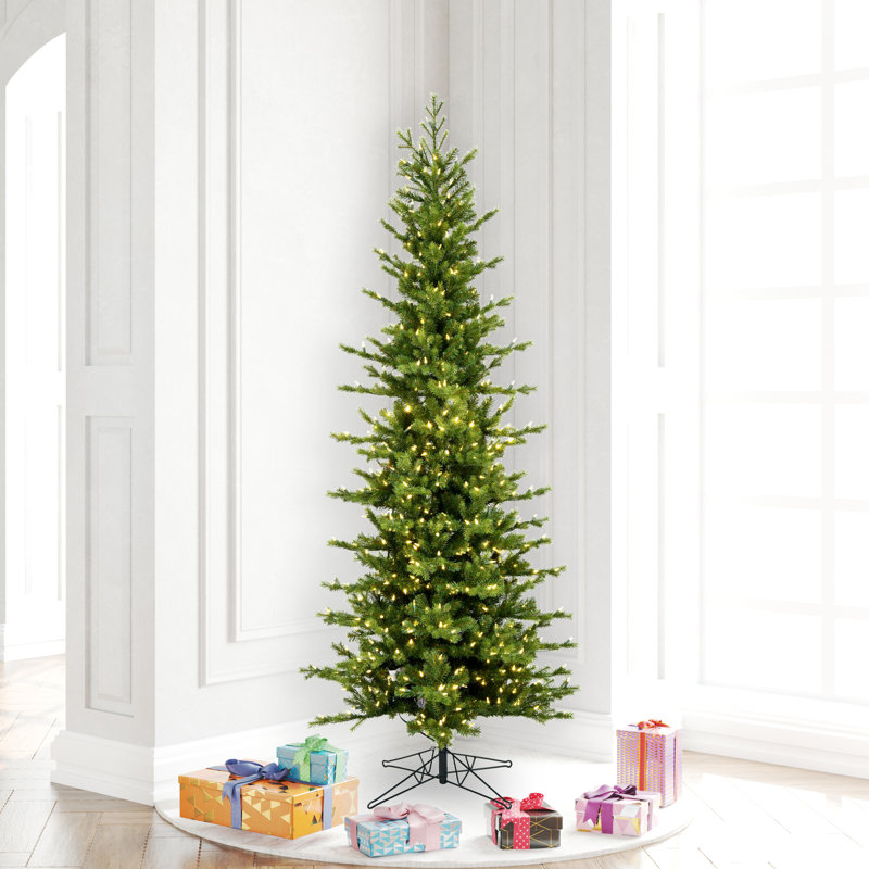 Moutauk Pine Artificial Christmas Pencil Tree with Dura-Lit® Led Warm White Mini Lights, 6.5'
