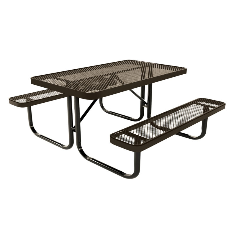 Table de pique-nique rectangulaire de 2,4 m (8 pi), perforée, texturée brune, 8ft Rect ADA-1End, Punched, Brun texturé