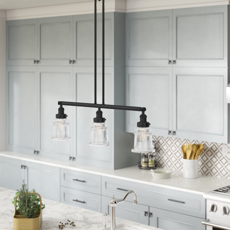 Galaviz 3 - Light Kitchen Island Pendant, Clear, No Bulb Included, Oil Rubbed Bronze