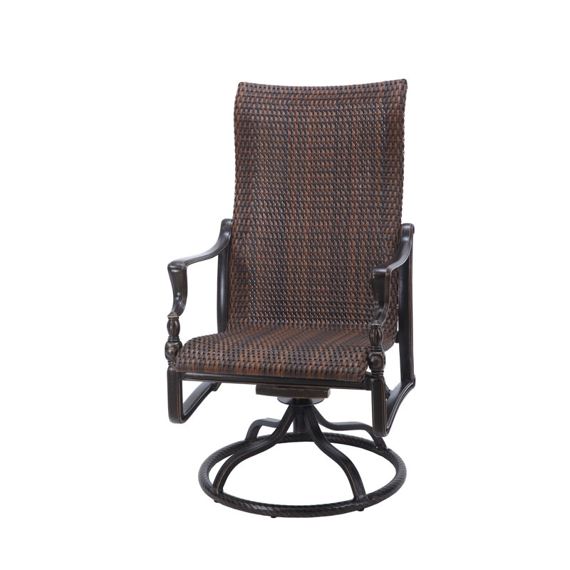 Bel Air Woven High Back Swivel Rocker, Chestnut, Midnight Gold