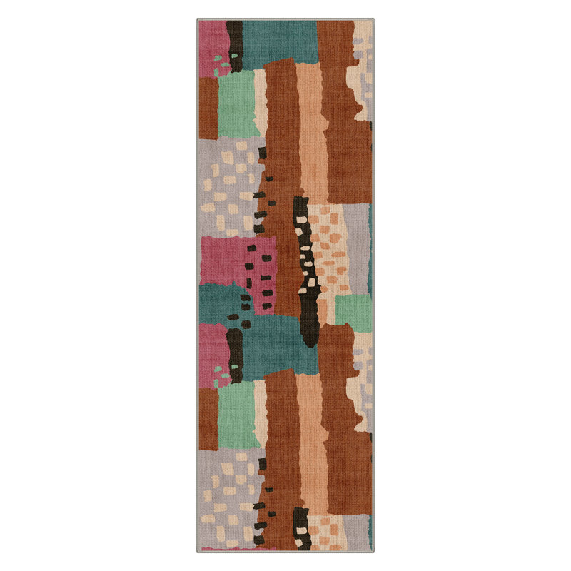 Ansal Modern Abstract Machine Washable Multiple Color Indoor Area Rug With Non-Slip Backing, Runner 2'3" x 6'