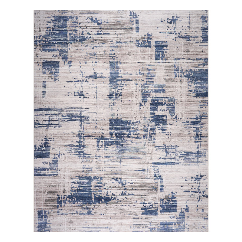 Tapis d'intérieur lavable en machine HGTV Everyday Chic, Bleu, Rectangulaire 7 pi 10 po x 10 pi