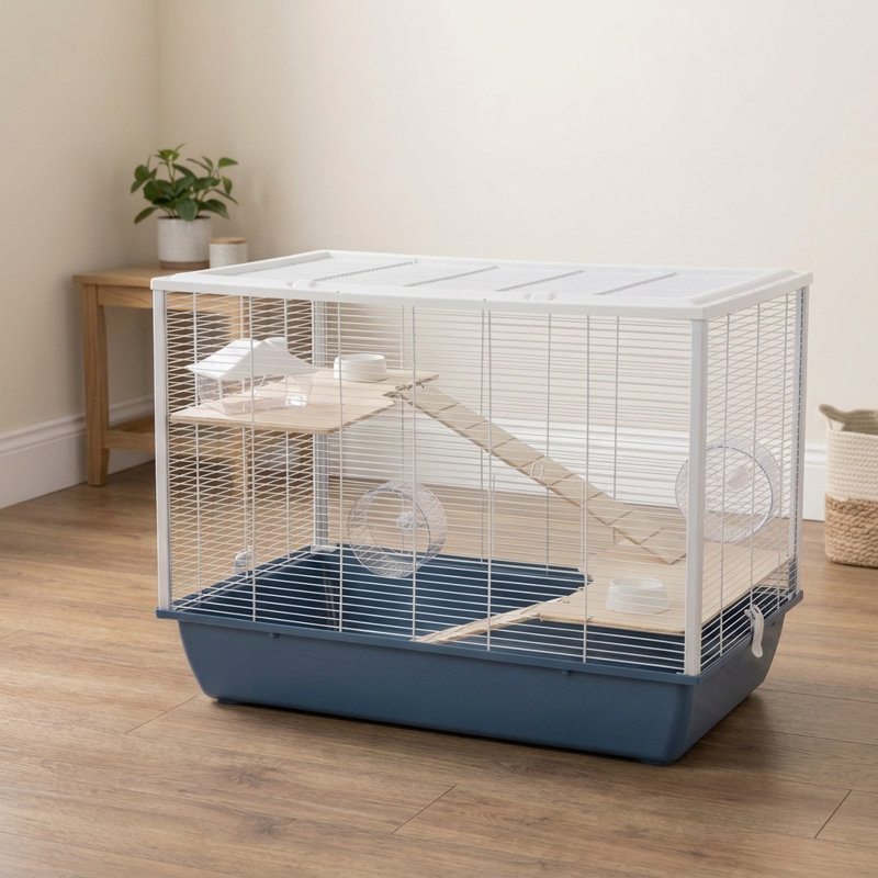 Hamster & Rat Cage Langham 78x48x58cm - Blue/White, 2 Floors | Little Friends
