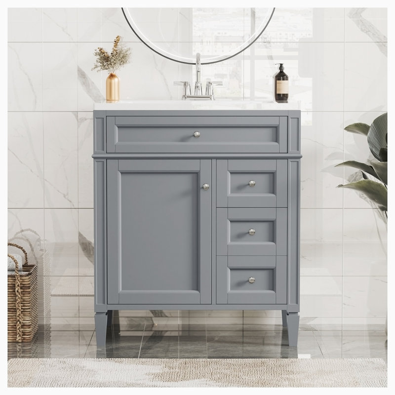 Meuble-lavabo simple avec plateau Diyana 30,00, Gris