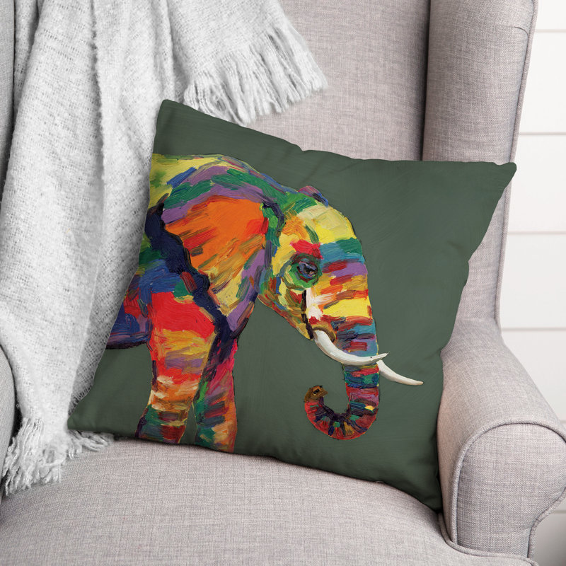 Housse de coussin carrée d’extérieur Bright Elephant, Vert