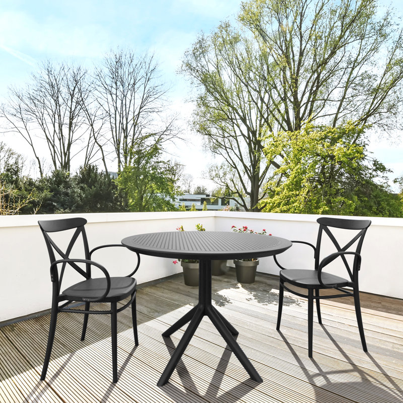 Aylssa Round Outdoor Dining Table , 41.3 " W 41.3 " D, Black