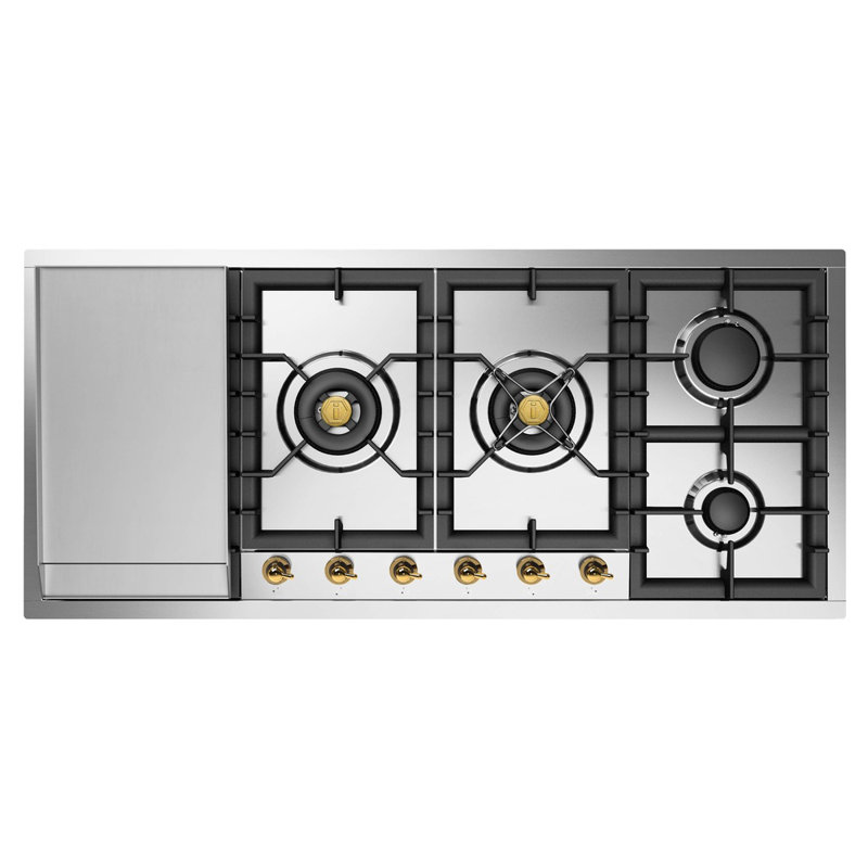ILVE Nostalgie II Series 48 inch Built-In Gas Cooktop with 6 Sealed Burners, Griddle (Glass Door), Liquid Propane