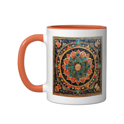 Balinese Pattern Mandala Ceramic Mug, 11oz