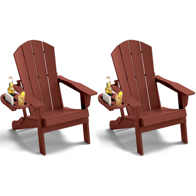 HDPE  Folding Adirondack Chair  with Cup Holder Weather-Resistant