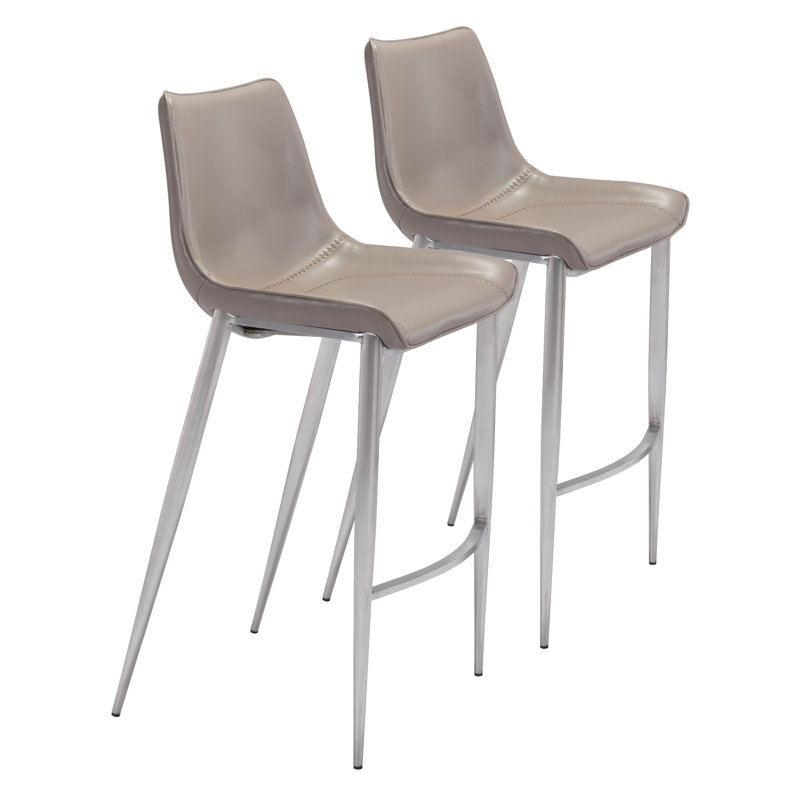 Tabouret de bar Magnus, Chrome chrome, Gris