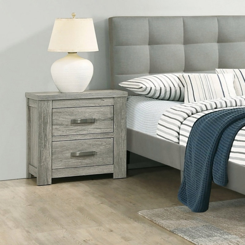 Table de chevet simple à 2 tiroirs Rustic Light Gray