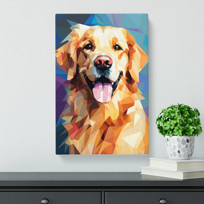Golden Retriever Geometric - Single Picture Frame Art Prints - Wrapped Canvas