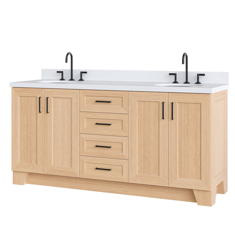 73 IN.  Single Bathroom Vanity, Oval,  White Quartz, Vintage Green