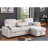 Chenille Fabric Reversible Sleeper Sectional With Storage Chaise, Drop-Down Table, Cup Holders And Charging Ports-247267427