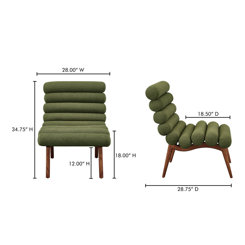 Arlo Lounge Chair, Dark Green Boucle