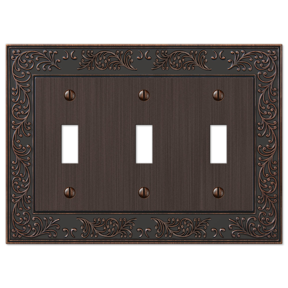Chanhassen No Subject 3 - Gang Toggle Light Switch Standard Wall Plate Fleur De Lis Living