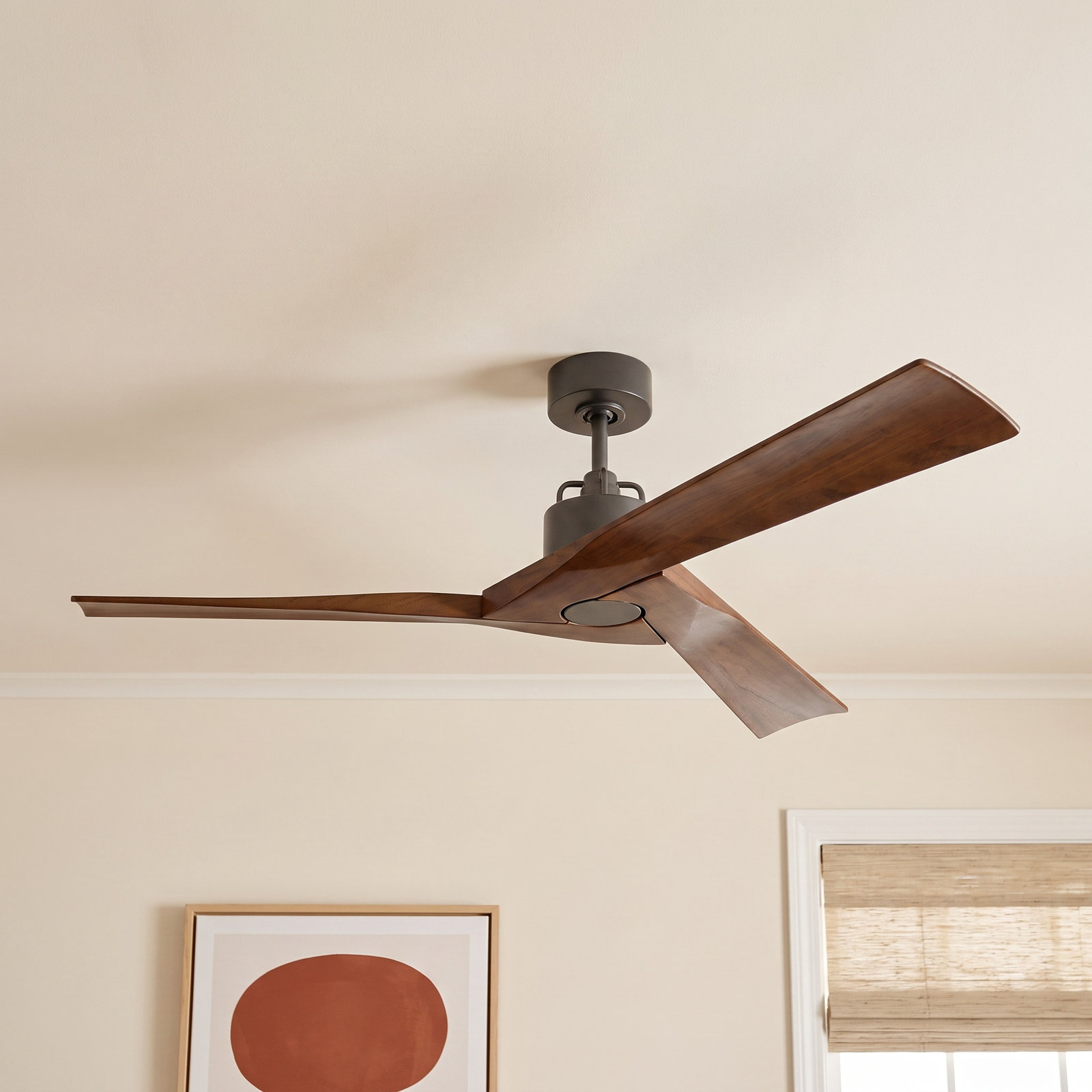 Gerda 52'' 3 Blade Ceiling Fan, Dark Walnut, Aged Pewter