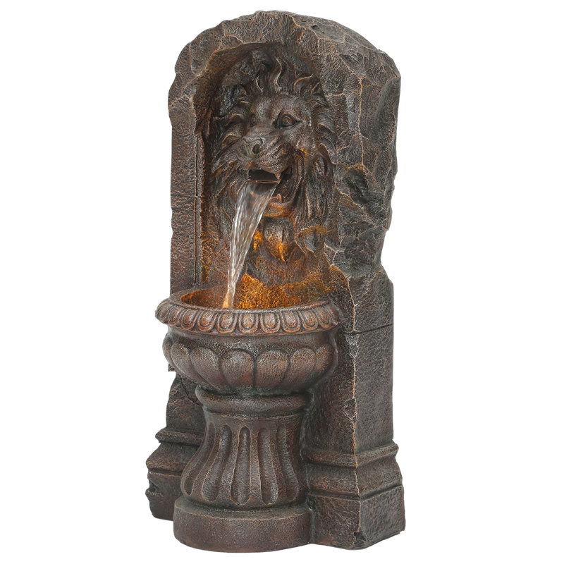 Handcrafted Outdoor Weather Resistant Floor Fountain with Lights