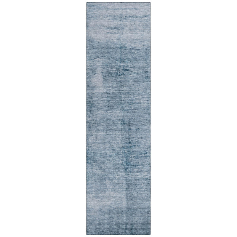 Machine Washable Indoor/Outdoor Xhevrie Denim Rug, Runner 2'3" x 7'6"