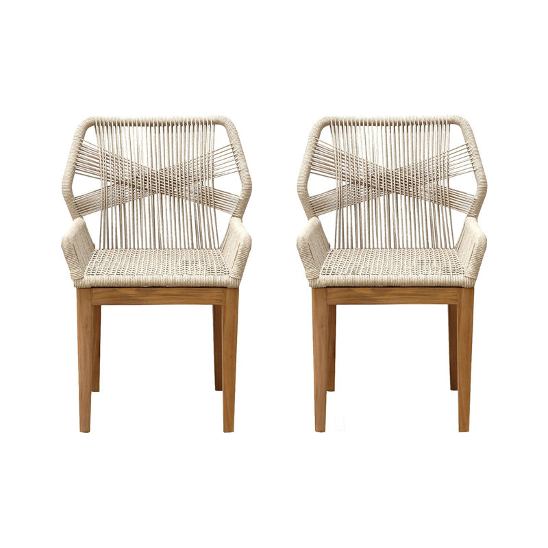 Beverly Outdoor Teak Dining Armchair, Natural