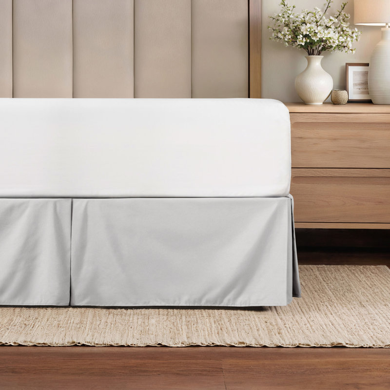 Becky Cameron 14" Tailored Bed Skirt, California King, Light Gray