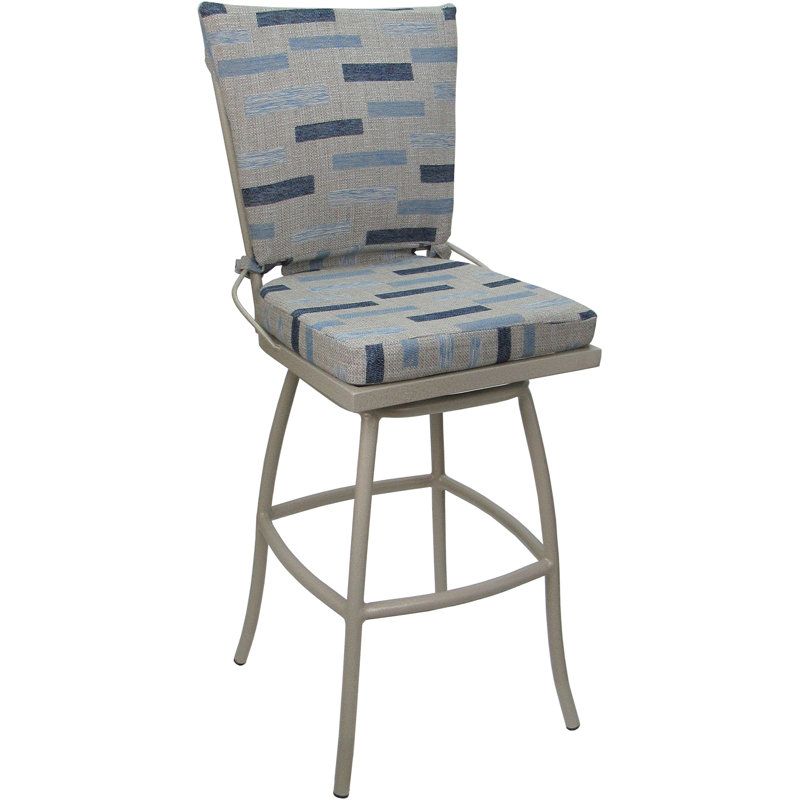 Tabouret de comptoir d'extérieur 26 po en métal avec coussin Bravin, Beige