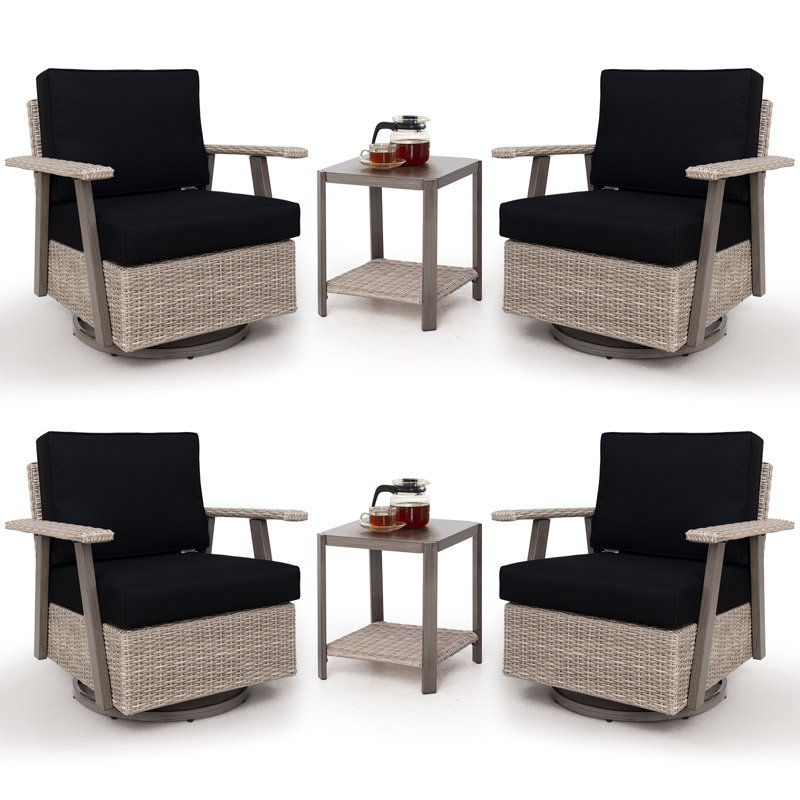 Fauteuil de patio 6 pièces 6 pièces, Noir