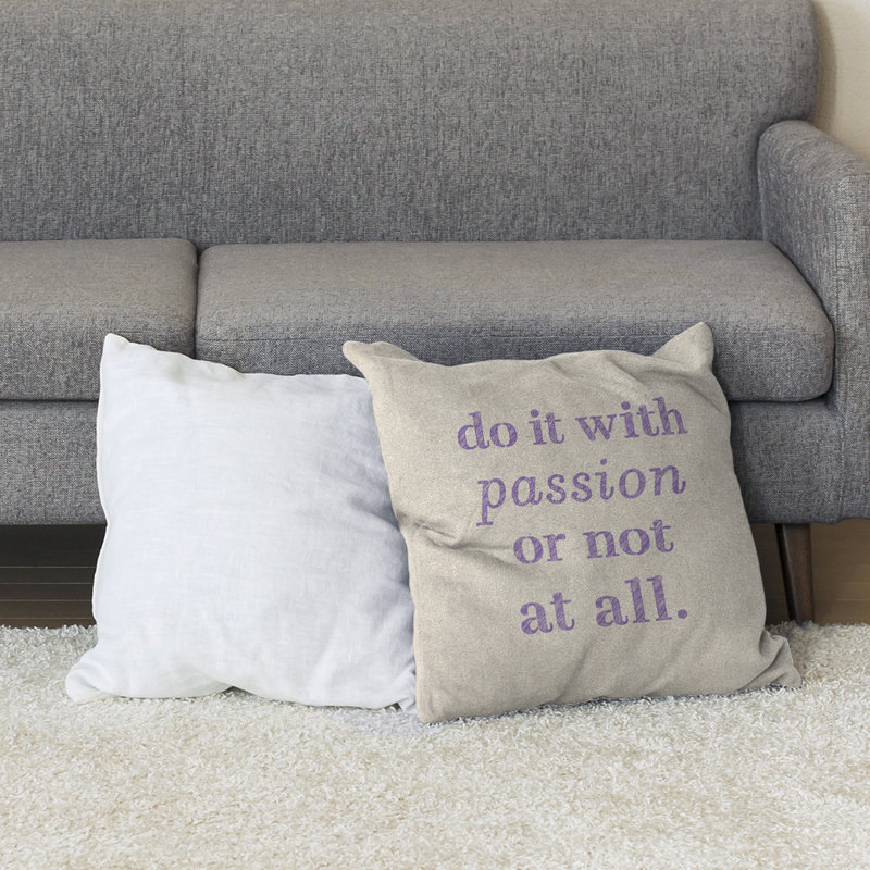 Coussin de sol inspiration passion, H 28 po x l 28 po, Blanc / Mauve