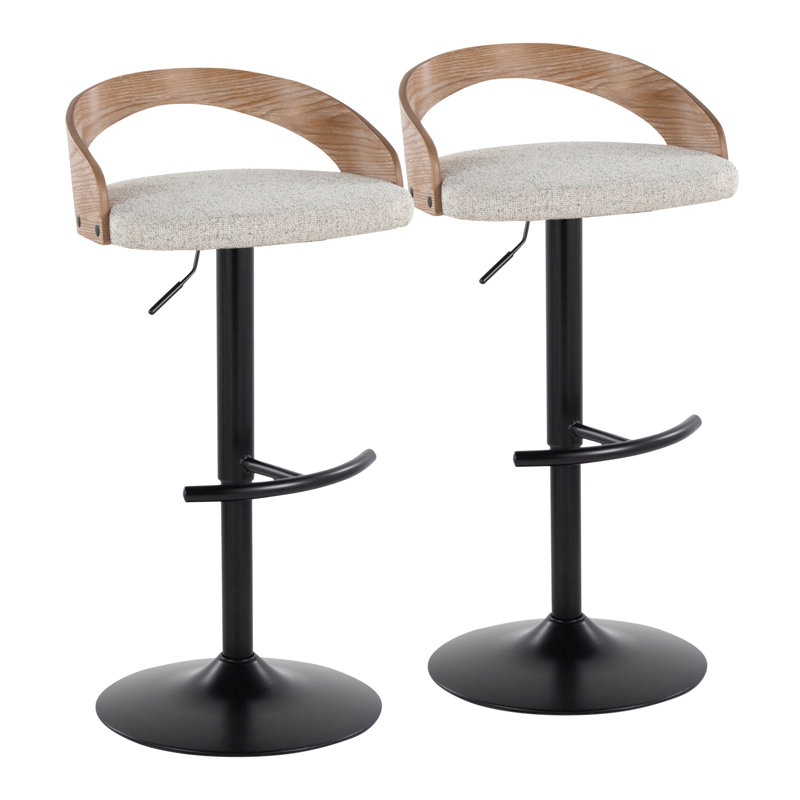 Tabouret de bar à hauteur ajustable avec pivot, Natural/Gray Seat/Silver Frame, 3