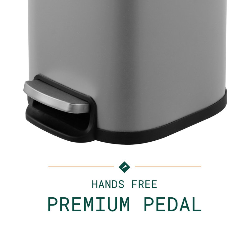 Stainless Steel Step On Kitchen Trash Can - 1.3 Gallons, Grey