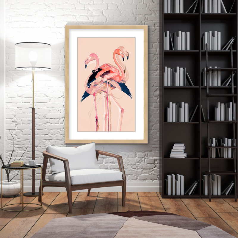 Coastal Retreat Flamingo Flares: Layers Of Abstraction, 48" H x 32" W