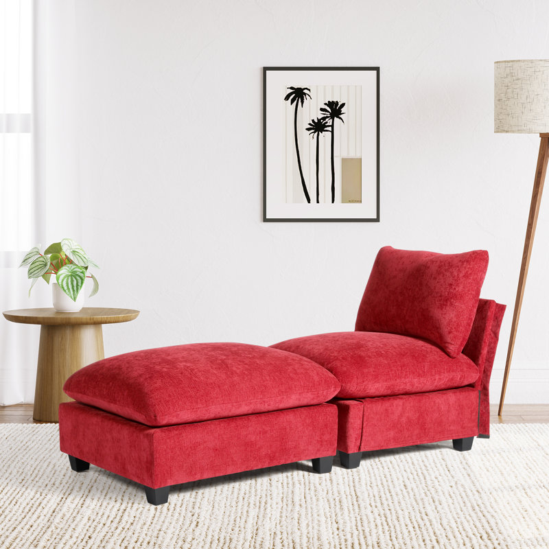 Canapé-lit simple en chenille avec repose-pieds Chenille, Gris clair
