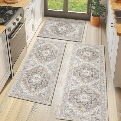 Tapis de cuisine lavable à la machine avec envers antidérapant (ensemble de 3)