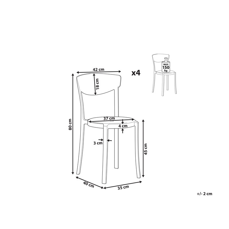 Wanship 45cm H Stacking Side Chair, Black