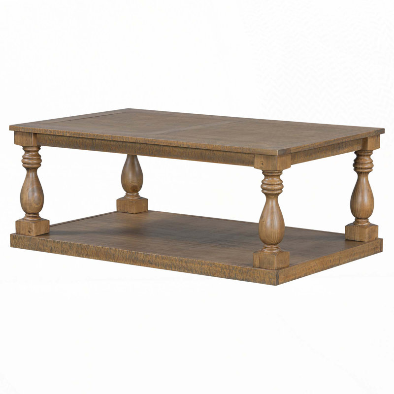 Coffee Table with Floor Shelf, Brown