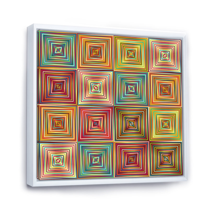 «Geometric Ethnic», reproduction sur toile, H 16 po x l 16 po x P 1 po, Cadre flottant blanc