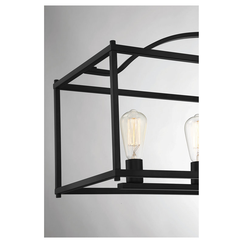 Luminaire suspendu linéaire à 5 lumières pour îlot de cuisine Hanne, Noir mat