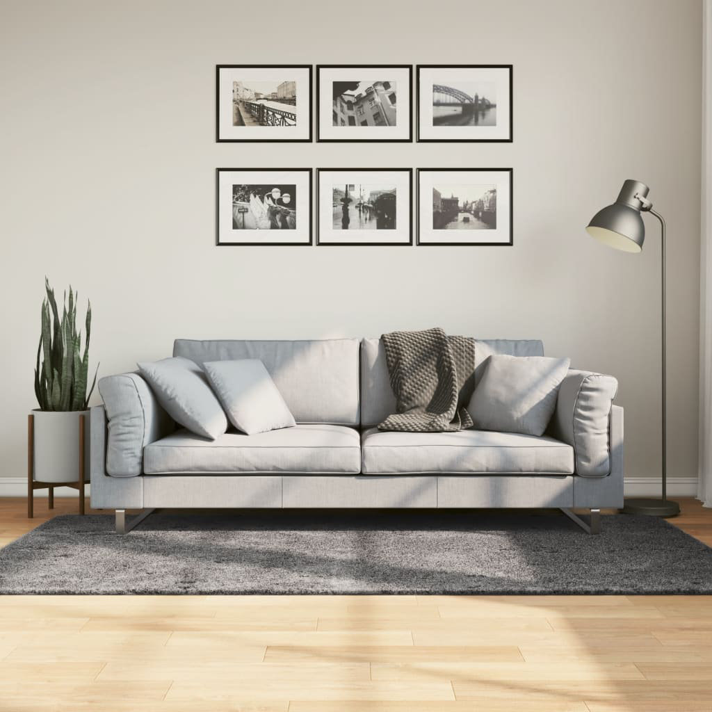 Rug "HUARTE" Short Pile Soft and Washable Anthracite