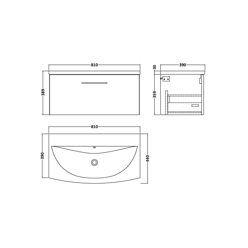 Arno 810mm Single Bathroom Vanity with Integrated Vitreous China Basin