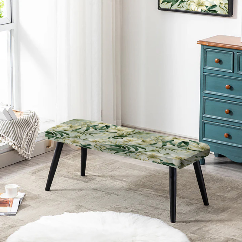 Bamboo Whispers - motif tropical III - Banc rembourré noir Tropical