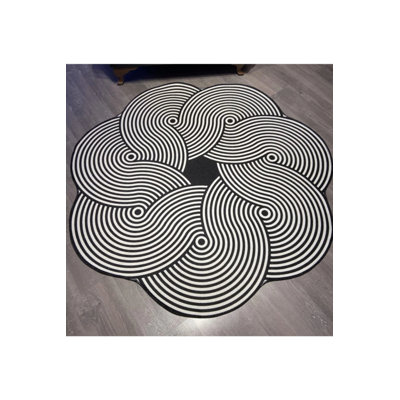 Black And White Abstract Pattern Decorative Washable Carpet