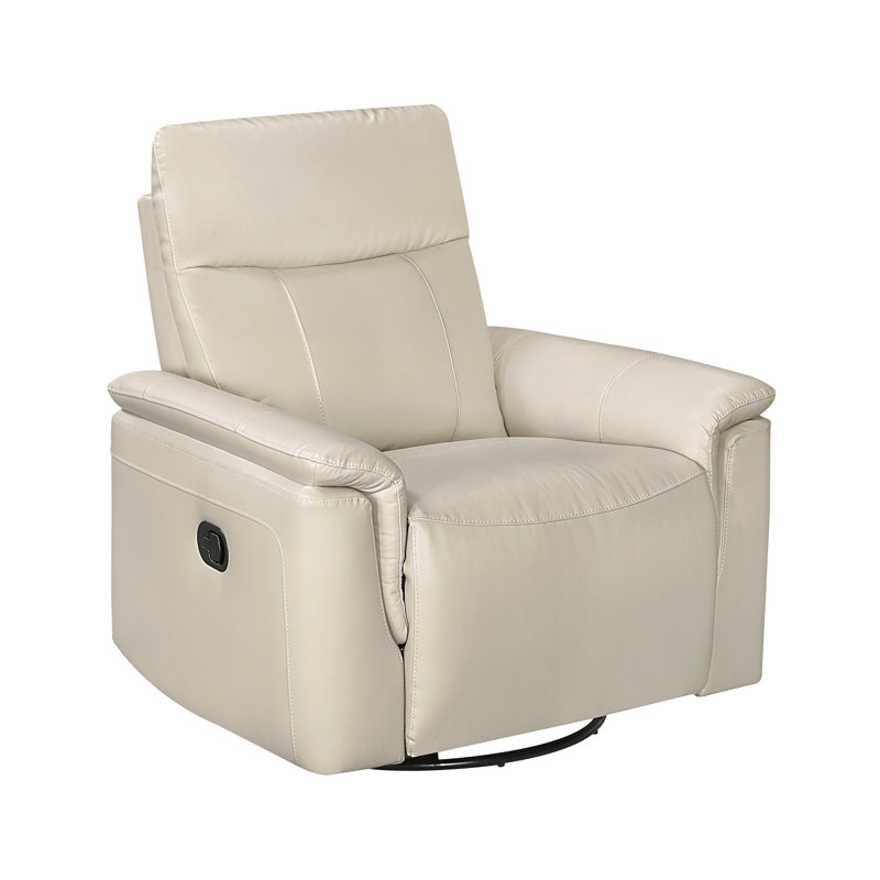 Fauteuil inclinable et pivotant en cuir taupe avec dossier amovible, 35 po x 37,5 po x 38 po
