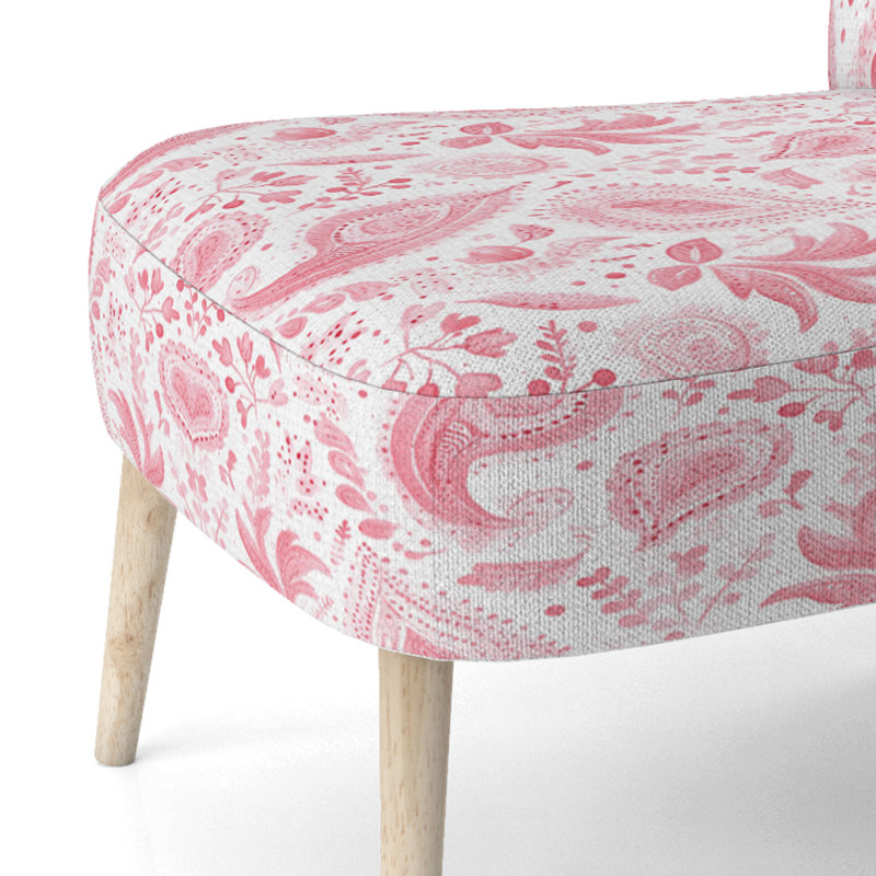 Chaise rembourrée French Country - Chaise d'appoint rouge et blanc à motif cachemire délicat