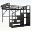 Lit mezzanine double en métal avec bureau, escalier et station de charge, idéal pour les enfants et les adolescents, peu encombrant et multifonctionnel-134275199