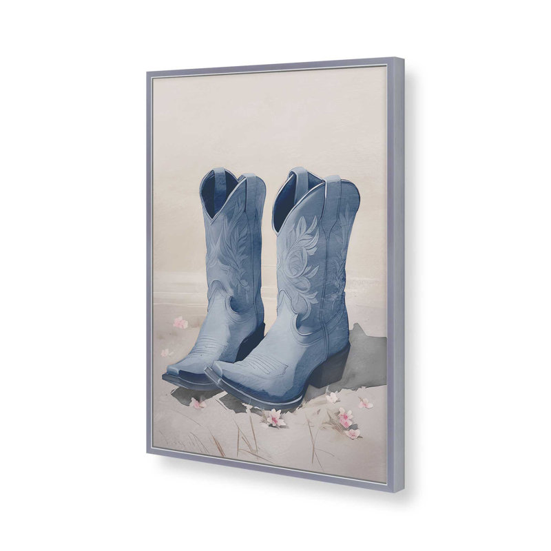 «Cowboy Essentials» en bleu avec imprimé I, H 17,25 po x l 13,25 po, Chrome poli