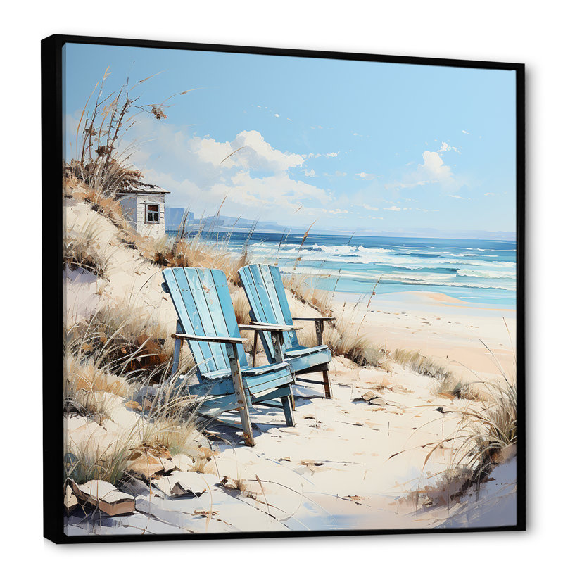 «Coastal Beach Charm Retreat II», reproduction sur toile, H 36 po x l 36 po x P 1,5 po, Cadre flottant noir