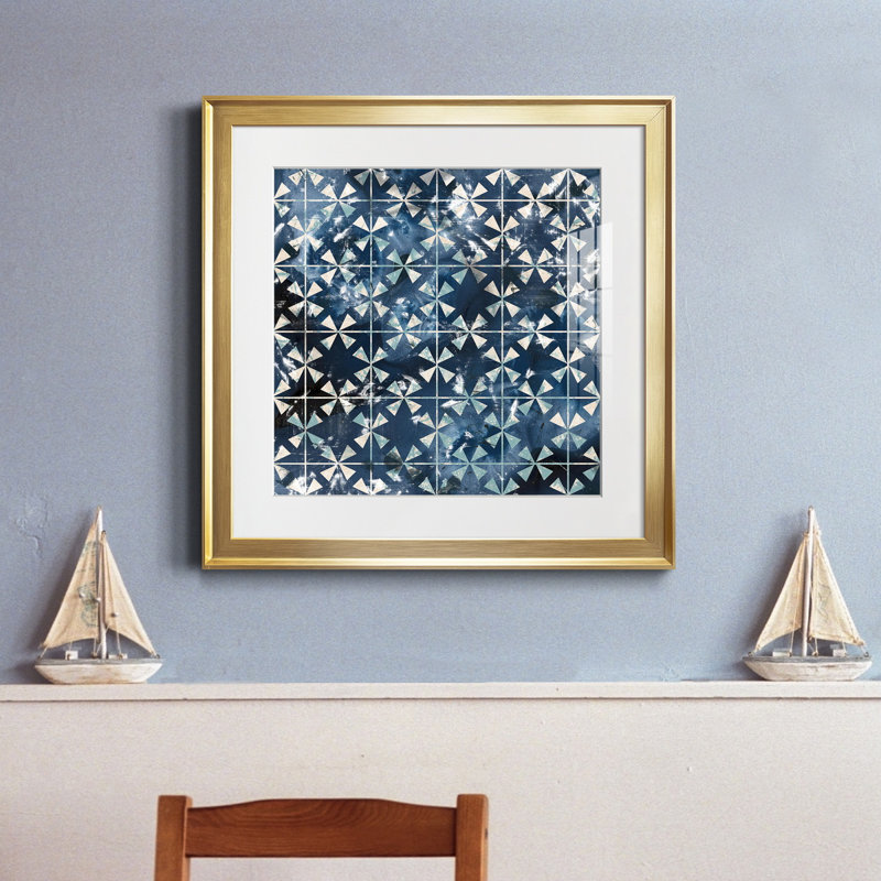 «Tile-Dye III», reproduction encadrée de qualité supérieure - prête à être accrochée, H 30,5 po x l 30,5 po x P 1,5 po, Blanc